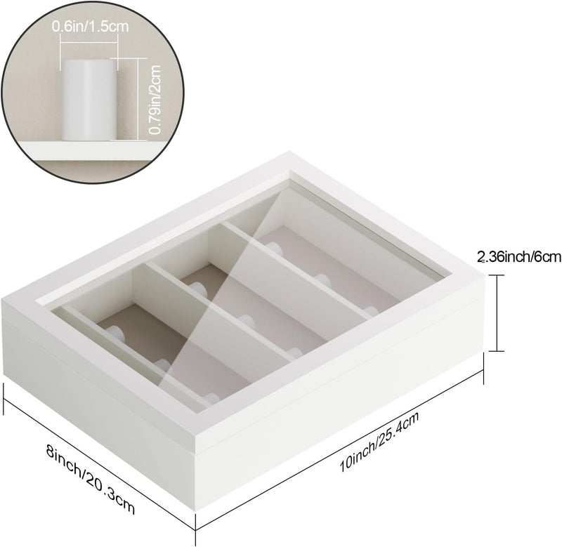 TJMOREE Championship Ring Display Case, 9 Ring Posts Baseball Ring Display Case, 8 x 10 Wall Mount Wooden Glass Shadow Box with Locks to Show Sport, Class, Fraternity, and Award Rings - White - Image 4